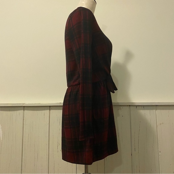 Abercrombie Kids Girls 11/12 Long Sleeve Red Black Plaid Dress - Picture 5 of 13